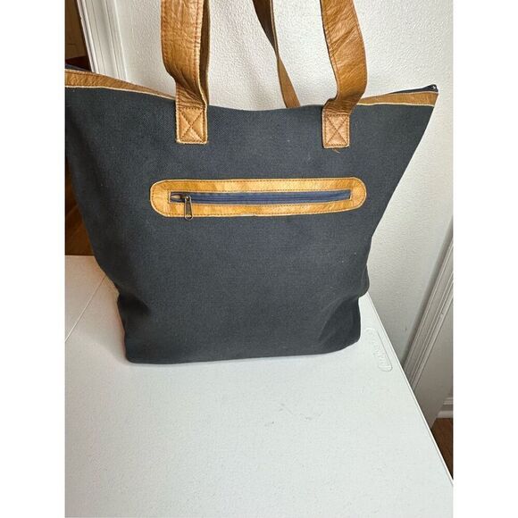 Panache Women's Handwoven Jute Embroidered Leather Tote Bag - Picture 3 of 10